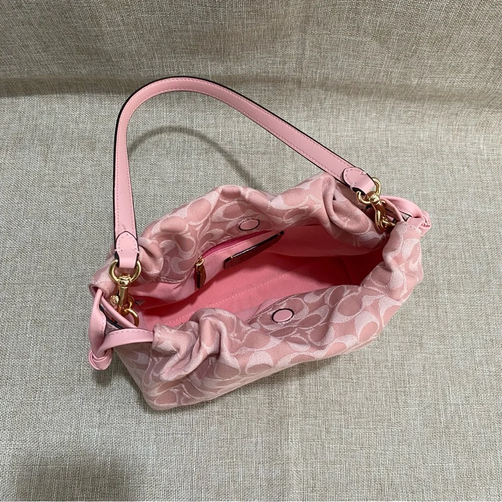 Coach Pink Signature Drawstring Shoulder Bag